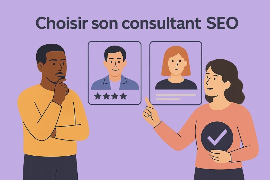 Illustration - Une équipe marketing se demandant comment choisir son consultant SEO