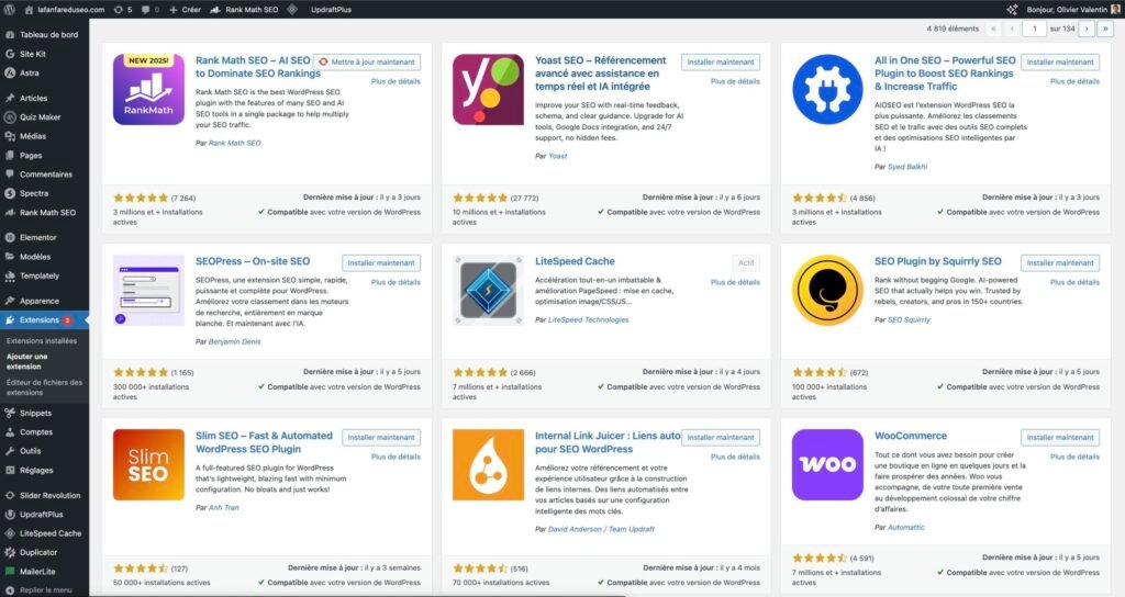 Dashboard WordPress : une sélection d'extensions SEO