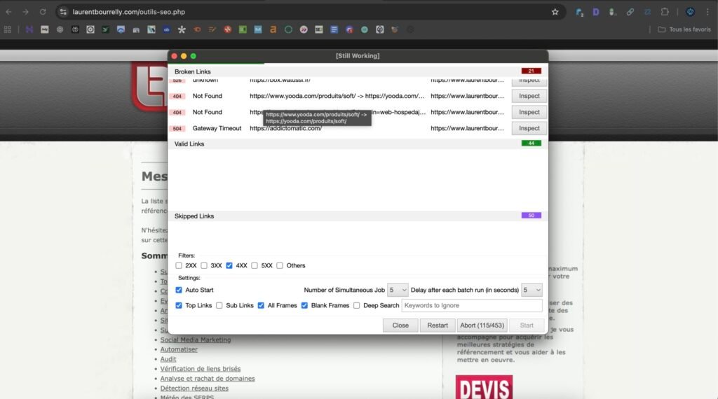 Dashboard Broken Link Checker
