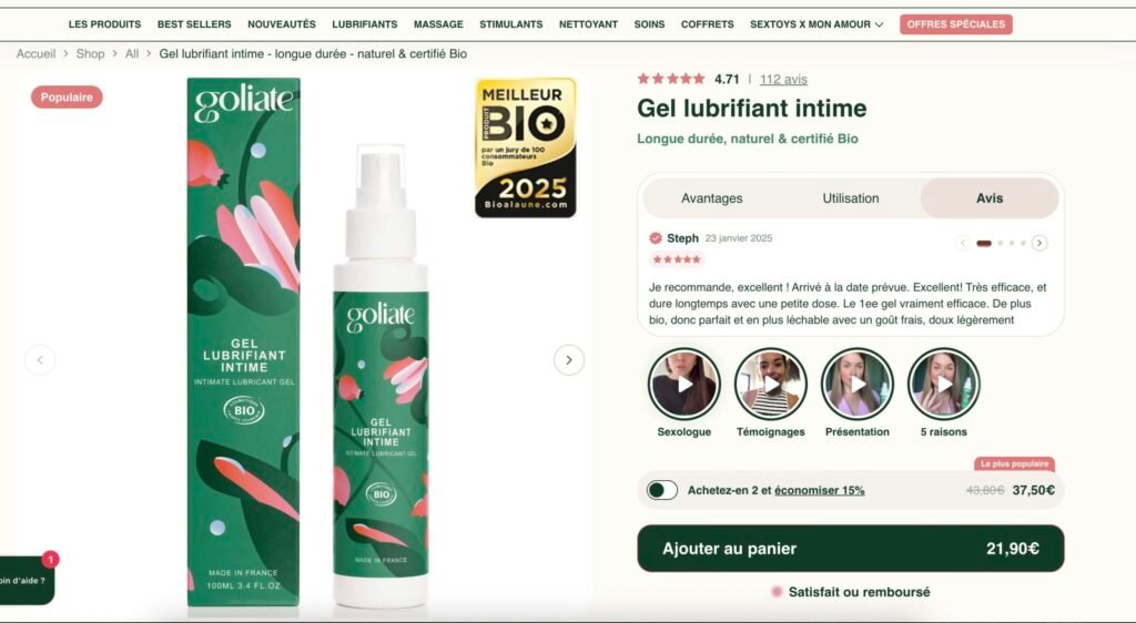 Preuves sociales sur une fiche produit d'un e-commerve